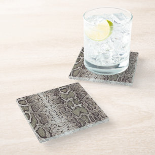 Snake Skin Animal Print Glass Coaster