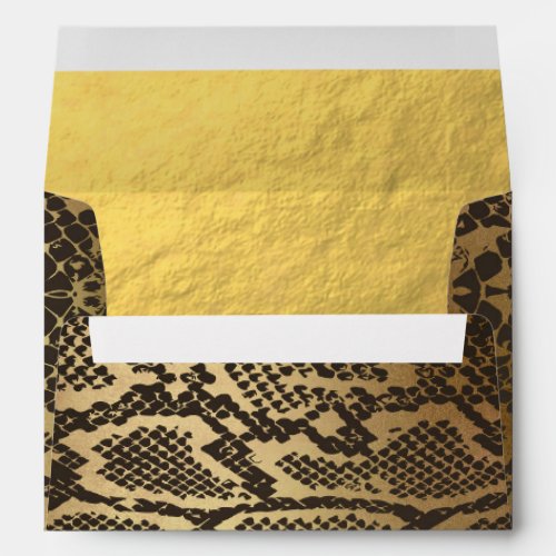 Snake Skin Animal Print Modern Glam Gold Envelope