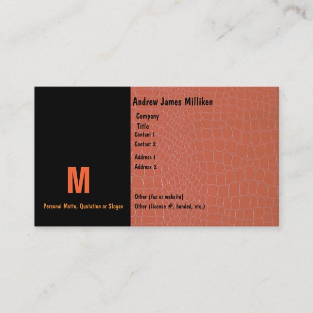 Snake Skin Coral with Initial Business Card (Front)