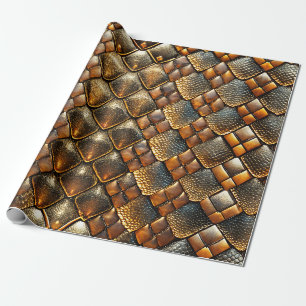 Snake skin golden and glitter wrapping paper