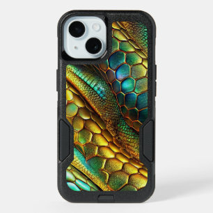 Snake skin green and golden ombre design iPhone 15 case