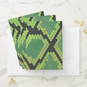 Snake Skin Green Print Pocket Folder