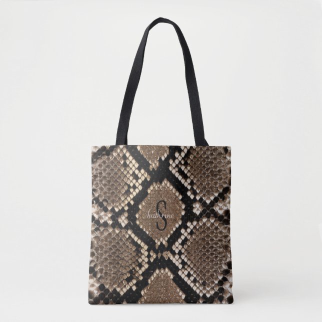 Snake Skin Monogram Tote Bag (Front)