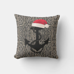 snake skin nautical ANCHOR + SANTA HAT | Outdoor Pillow
