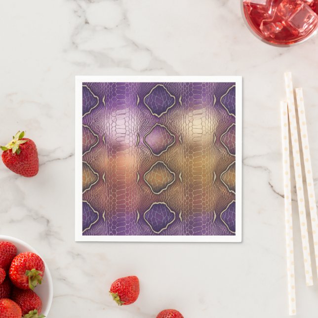 Snake Skin Pattern in Purple & Gold Decoupage Napkins (Insitu)