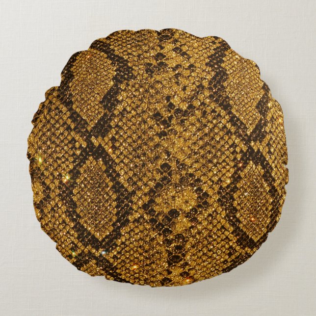 Snake Skin Pattern Print Round Pillow (Front)
