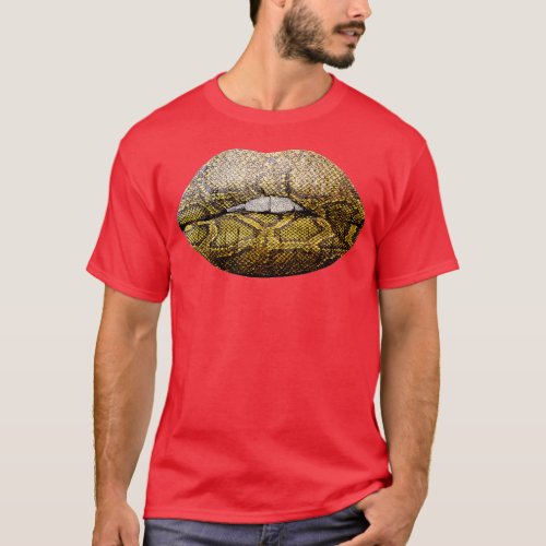 Snake Skin Print Lip Print  T_Shirt