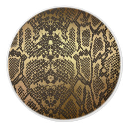 Snake Skin Print Modern Glam Gold Ceramic Knob