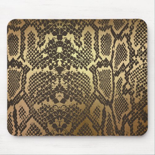 Snake Skin Print Modern Glam Gold Mouse Pad
