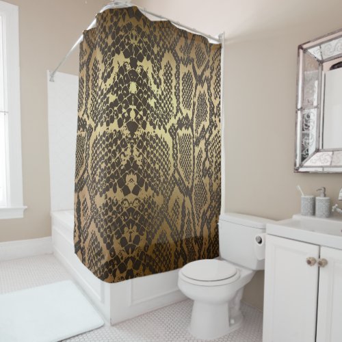 Snake Skin Print Modern Glam Gold Shower Curtain