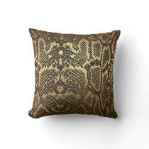 Snake Skin Print Modern Glam Gold Throw Pillow