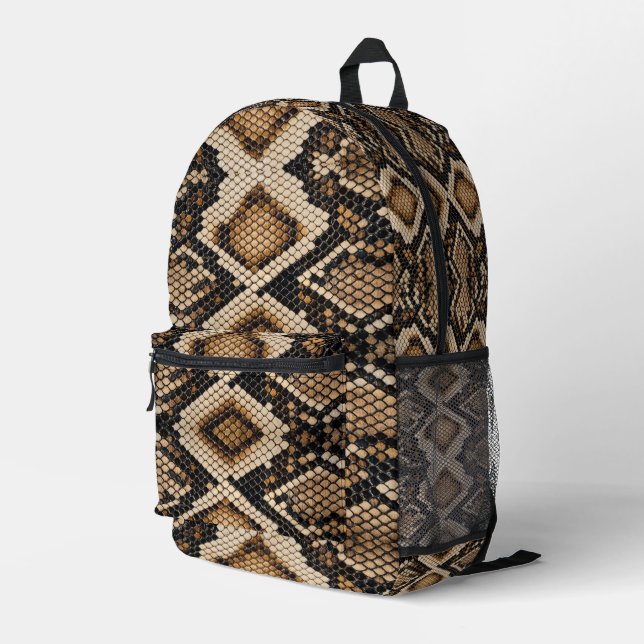 Snake Skin Printed Backpack (Back Corner Right)