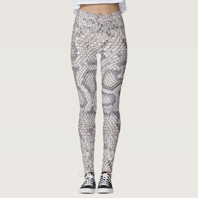 Snakeskin Print Workout Leggings in Grey & Black