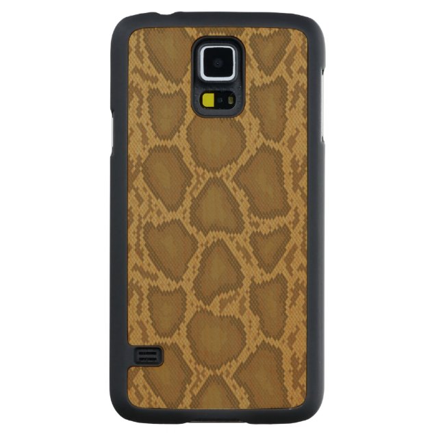 Snake skin, reptile pattern carved maple galaxy s5 slim case (Back)