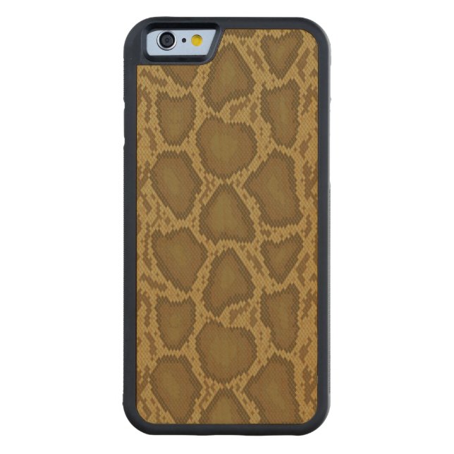 Snake skin, reptile pattern carved wood iPhone case (Back)