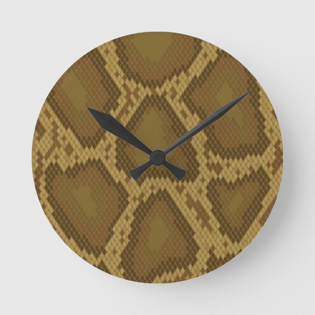 Snake skin, reptile pattern round clock (Front)
