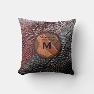 Snake Skin texture & Monogrammed Elements Throw Pillow