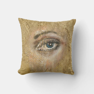 Snake Skin Throw PillowBlue Eyes Gold Snake Scales Pillow