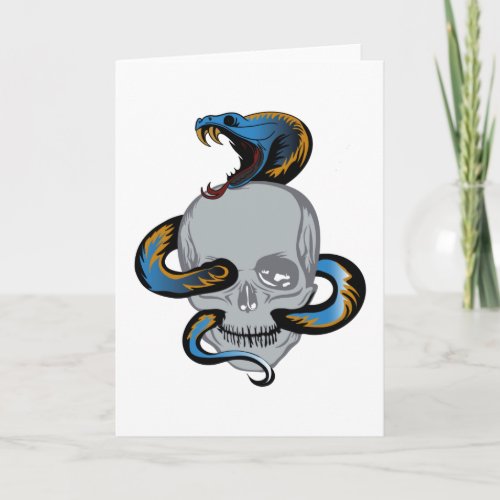 Snake Skull Skull Tattoo Card