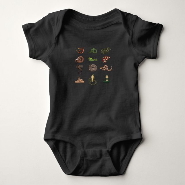 Snake Species Snakes Reptile Baby Bodysuit (Front)