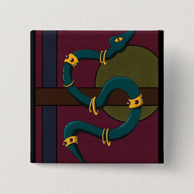 Snake Square Sticker Button (Front)