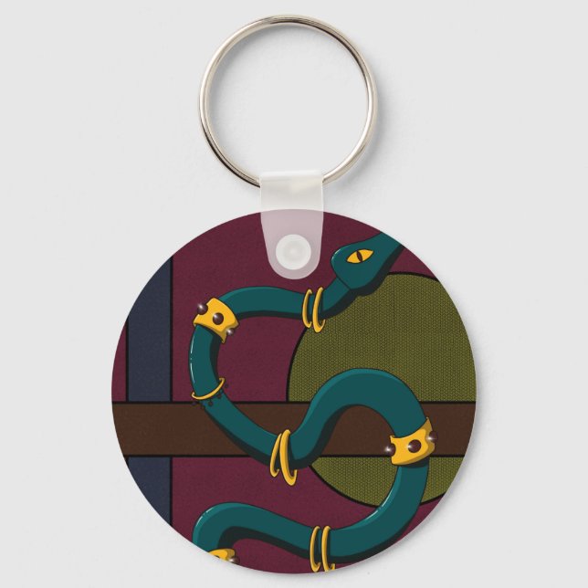 Snake Square Sticker Keychain (Front)