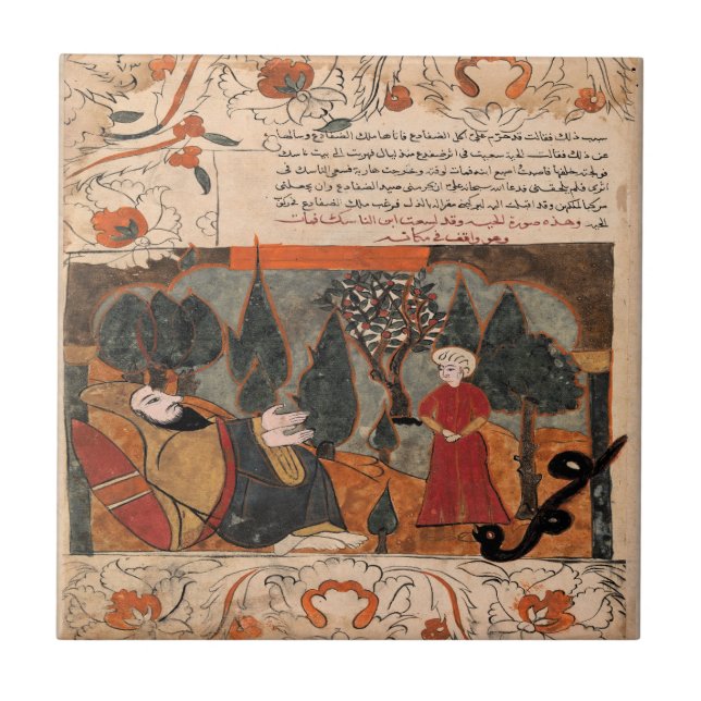 Snake Tale of Son Indian Renaissance Fable Ceramic Tile (Front)