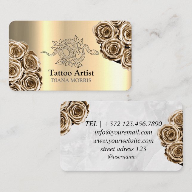 Snake Tattoo Artist Salon Business Card (Front/Back)