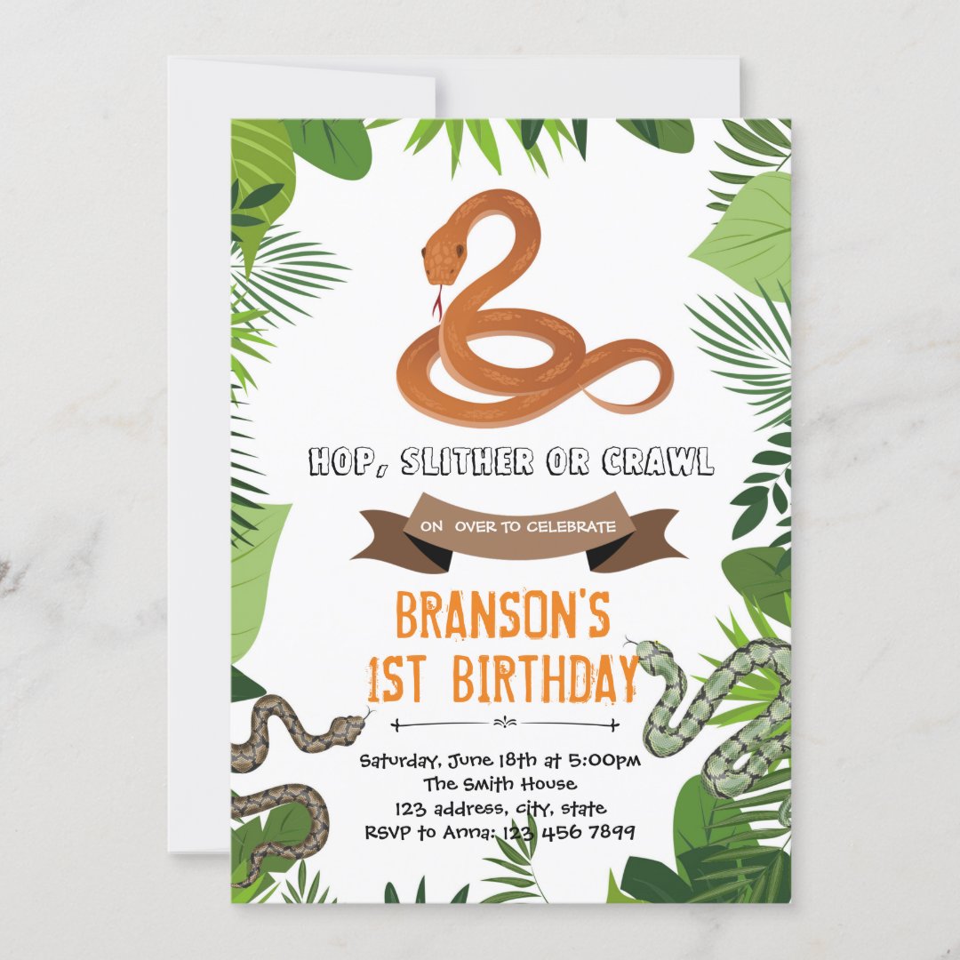 Snake theme party invitation | Zazzle