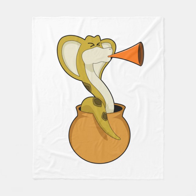 Snake Trumpet Music Fleece Blanket (Front)