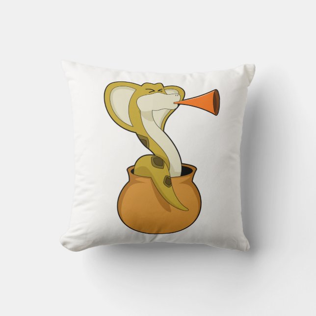 Snake Trumpet Music Throw Pillow (Front)