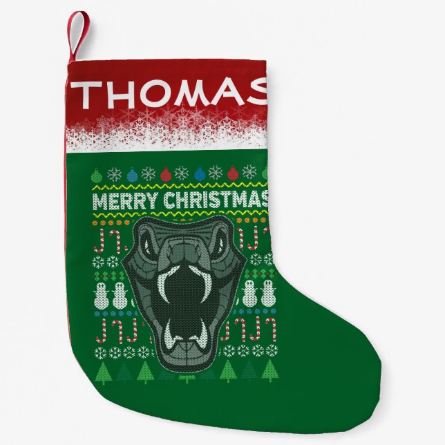 Snake Ugly Christmas Sweater Wildlife Series Small Christmas Stocking (Front)