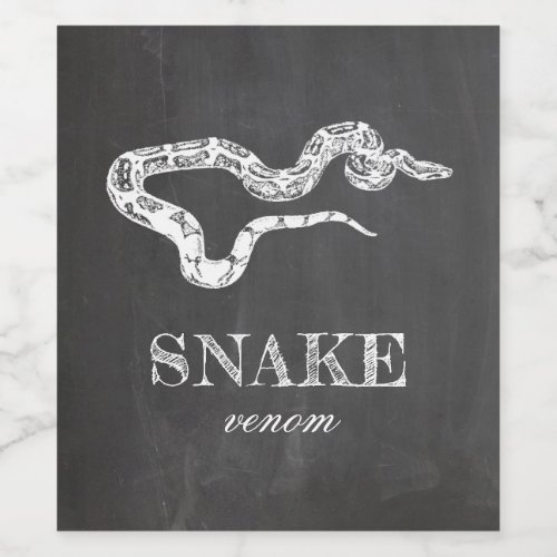 Snake venom Chalkboard Halloween party Animal Wine Label