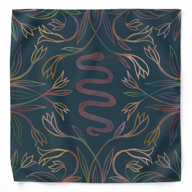 Snake Vines Mystical Magical Boho Colorful Bandana (Front)