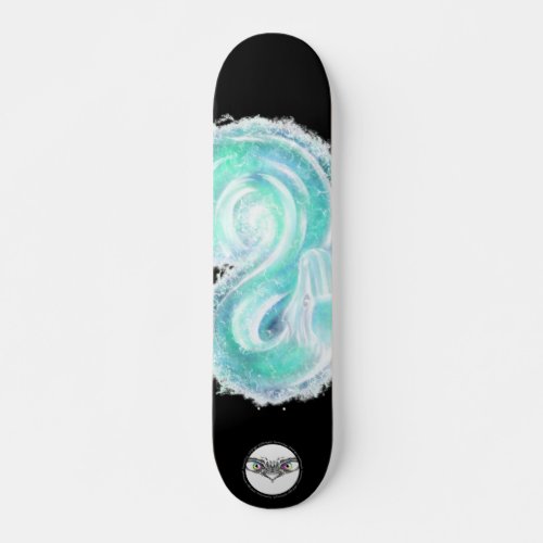 Snake water turquoise blue splatter glow skateboard