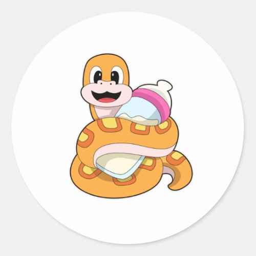 Snake with Baby bottle Classic Round Sticker