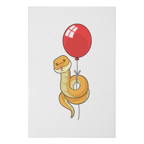 Snake with Balloon Faux Canvas Print
