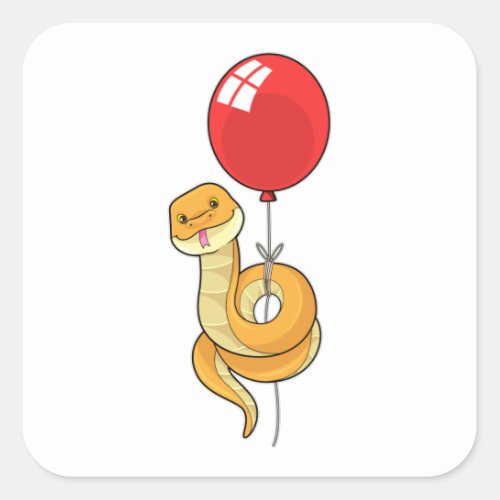 Snake with Balloon Square Sticker