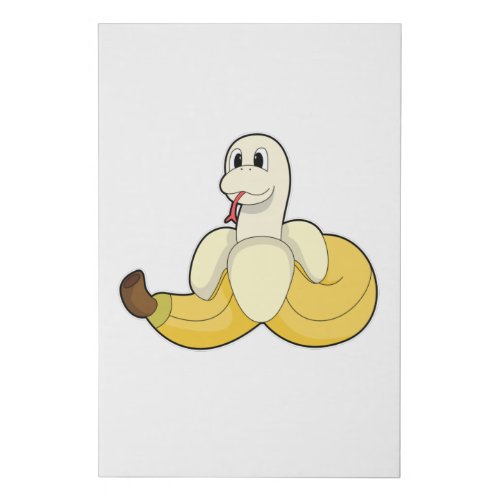 Snake with Banana Faux Canvas Print