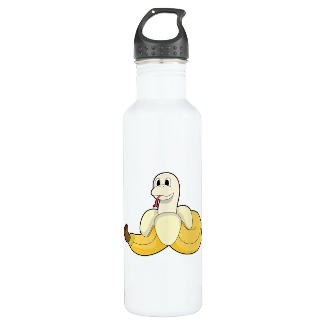 Snake with Banana Stainless Steel Water Bottle (Front)