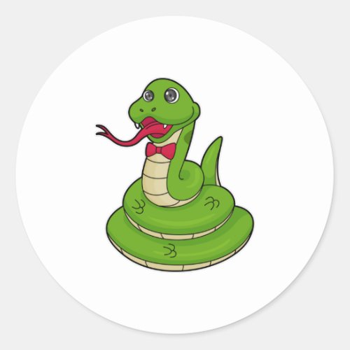 Snake with Bow tie Classic Round Sticker
