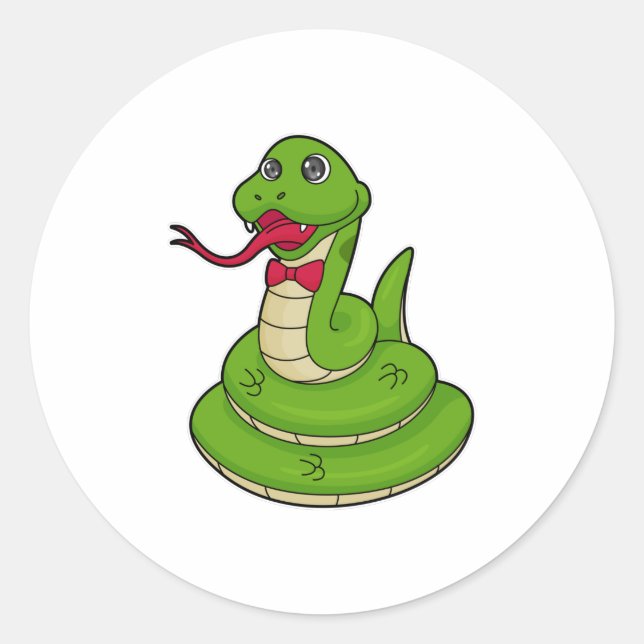 Snake with Bow tie Classic Round Sticker (Front)