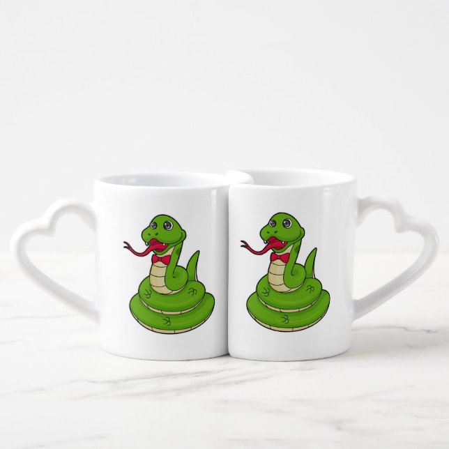 Snake with Bow tie Coffee Mug Set (Front Nesting)