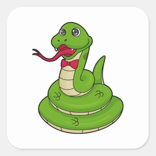 Snake with Bow tie Square Sticker