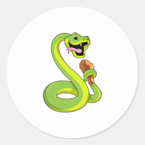 Snake with Chicken Classic Round Sticker