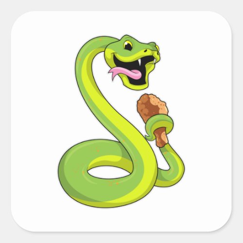 Snake with Chicken Square Sticker