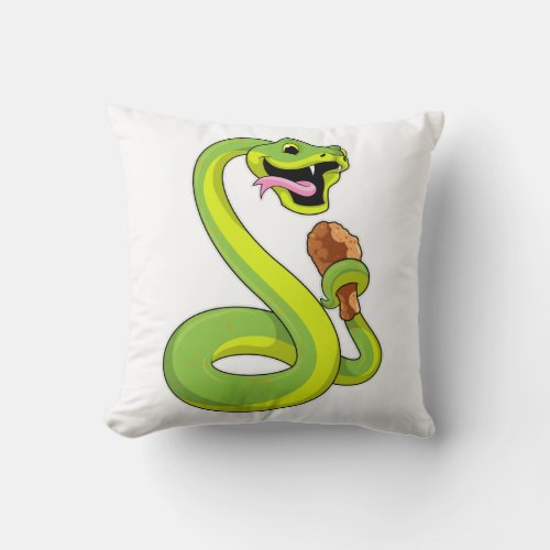 Snake with Chicken Throw Pillow