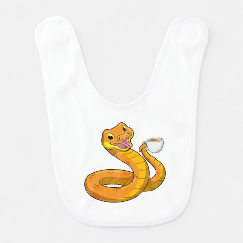 Snake with Cup of Coffee Baby Bib
