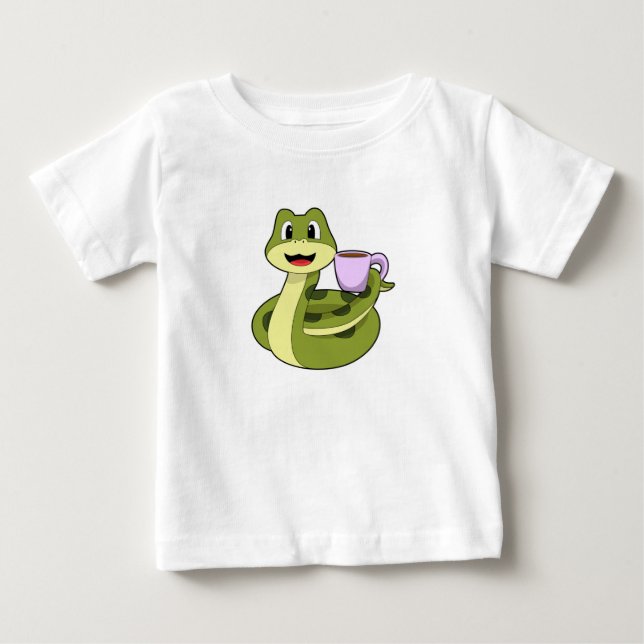 Snake with Cup of Coffee Baby T-Shirt (Front)