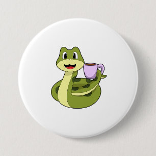 Snake with Cup of Coffee Button